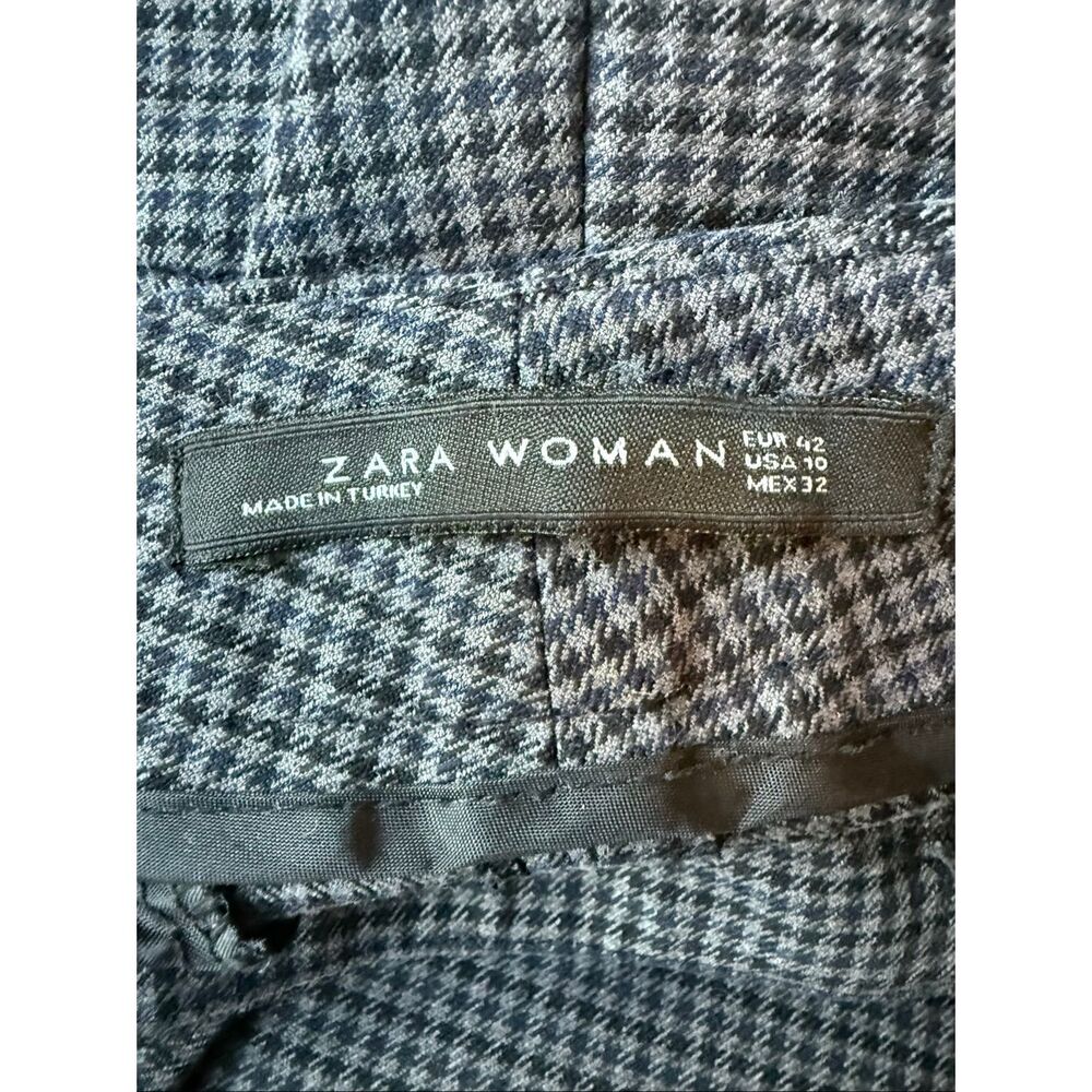 ZARA Woman Ankle Slim Straight Fine Plaid Dress Pants Size 10 - Picture 5 of 9